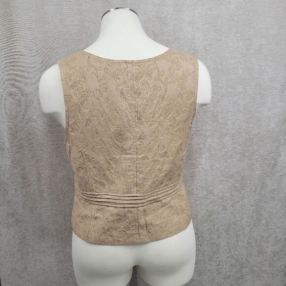 Lane Bryant Y2K Corset Style Elegant Tan Beige Sleeveless Top Jacquard Tapestry - Picture 5 of 9